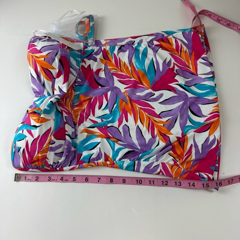 Anne Cole Tankini Swim Top Womens Medium Multicolor Leaves Strapless NWT - Picture 10 of 10